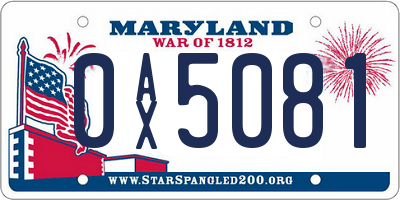 MD license plate 0AX5081