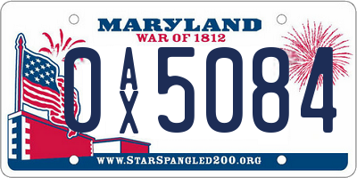 MD license plate 0AX5084
