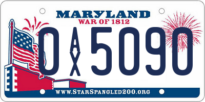 MD license plate 0AX5090