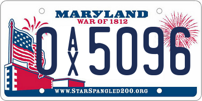 MD license plate 0AX5096