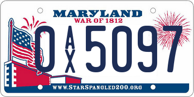 MD license plate 0AX5097