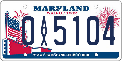 MD license plate 0AX5104