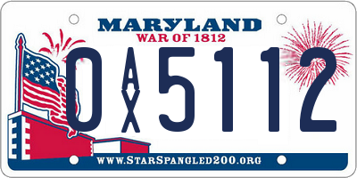 MD license plate 0AX5112
