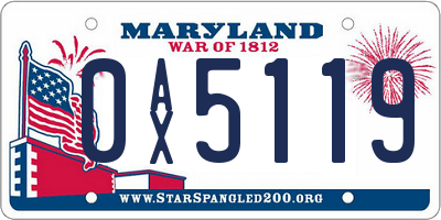 MD license plate 0AX5119