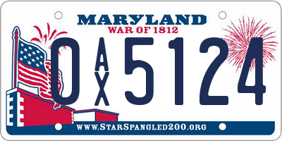 MD license plate 0AX5124