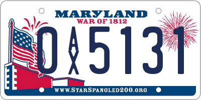 MD license plate 0AX5131