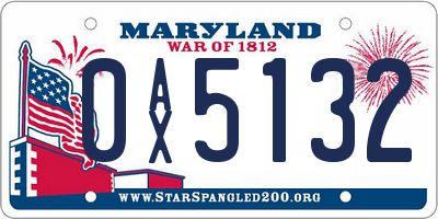 MD license plate 0AX5132