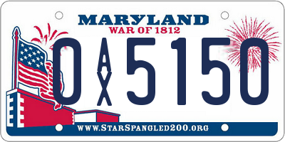 MD license plate 0AX5150