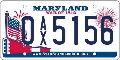 MD license plate 0AX5156