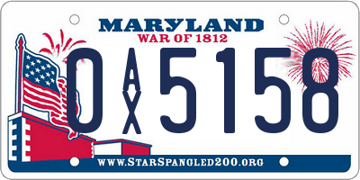MD license plate 0AX5158