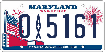 MD license plate 0AX5161