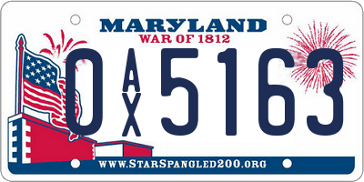 MD license plate 0AX5163