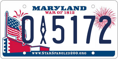 MD license plate 0AX5172