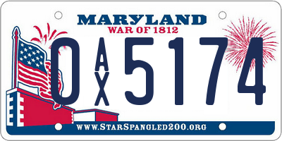MD license plate 0AX5174
