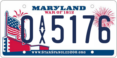 MD license plate 0AX5176