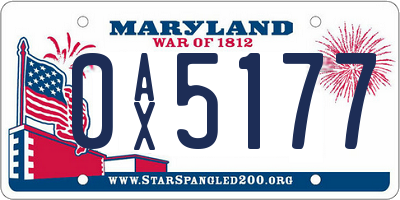 MD license plate 0AX5177