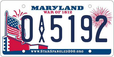 MD license plate 0AX5192