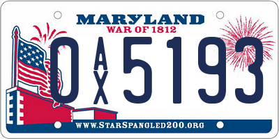 MD license plate 0AX5193