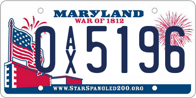 MD license plate 0AX5196