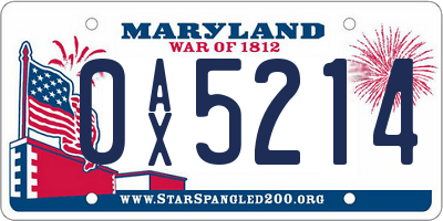 MD license plate 0AX5214