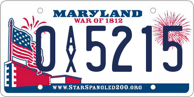 MD license plate 0AX5215