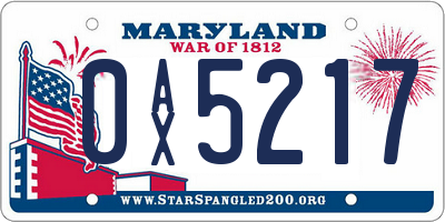 MD license plate 0AX5217
