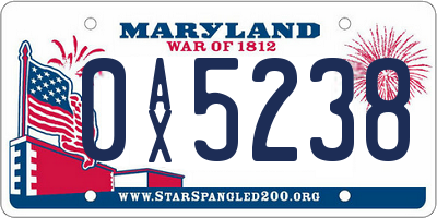 MD license plate 0AX5238