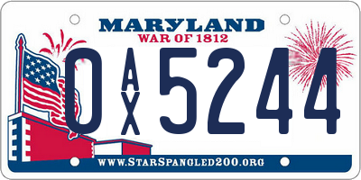 MD license plate 0AX5244