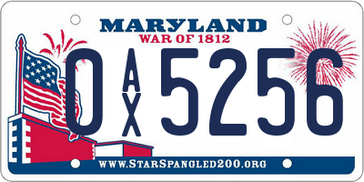 MD license plate 0AX5256