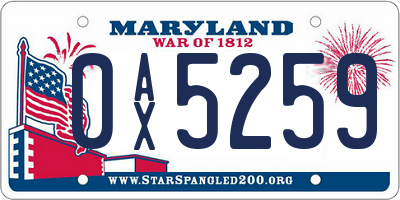MD license plate 0AX5259