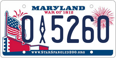 MD license plate 0AX5260