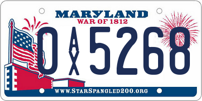 MD license plate 0AX5268