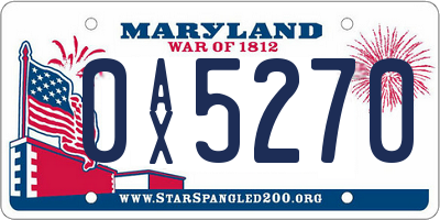 MD license plate 0AX5270