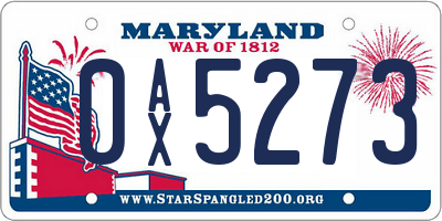 MD license plate 0AX5273