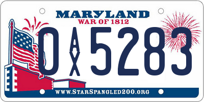 MD license plate 0AX5283