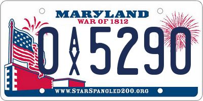 MD license plate 0AX5290