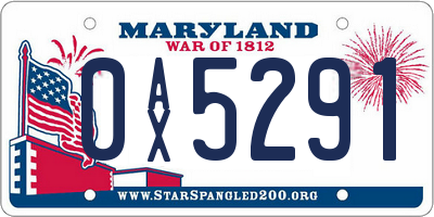 MD license plate 0AX5291