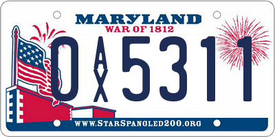 MD license plate 0AX5311