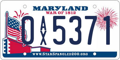 MD license plate 0AX5371