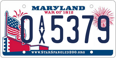 MD license plate 0AX5379
