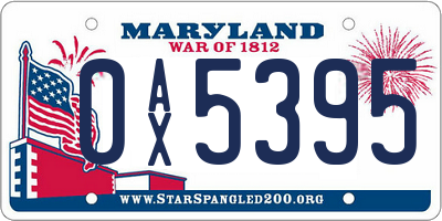 MD license plate 0AX5395