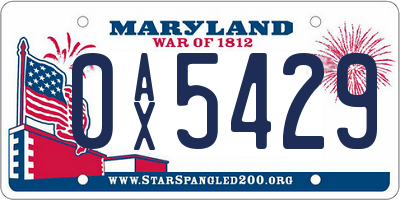 MD license plate 0AX5429