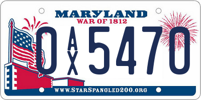 MD license plate 0AX5470