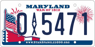 MD license plate 0AX5471