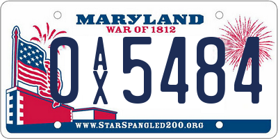 MD license plate 0AX5484