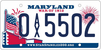 MD license plate 0AX5502