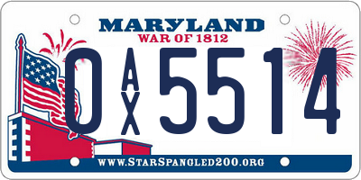MD license plate 0AX5514