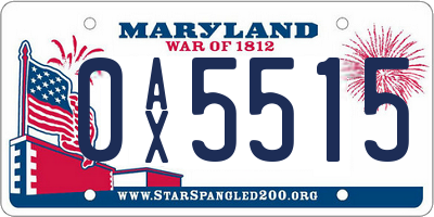 MD license plate 0AX5515