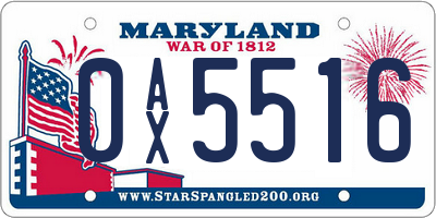 MD license plate 0AX5516