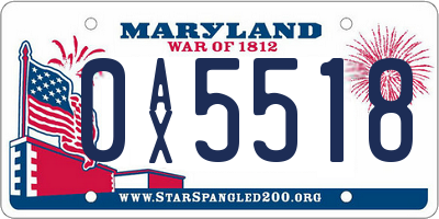 MD license plate 0AX5518
